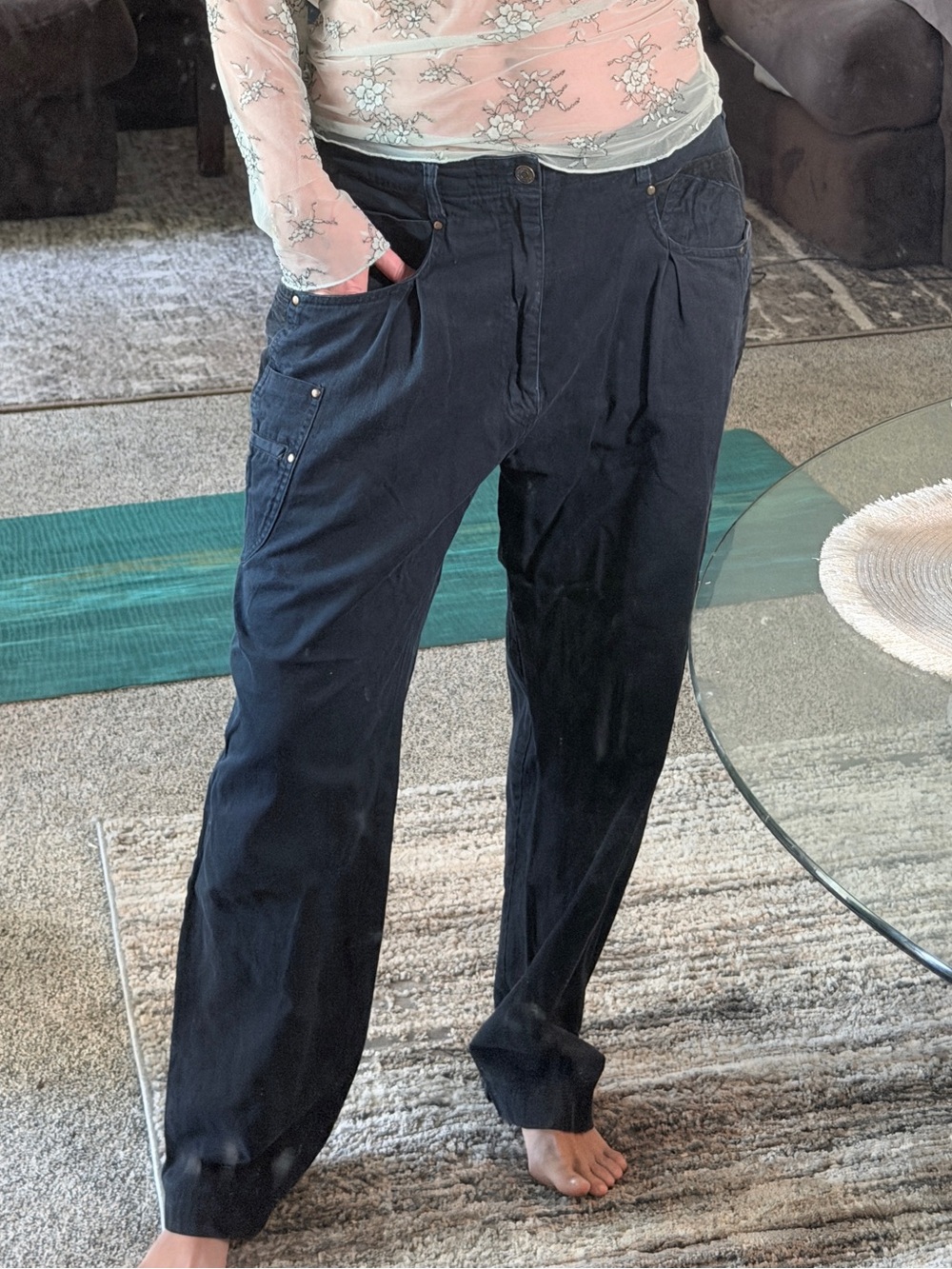Jordache Black Relaxed Cargo Pants for Men